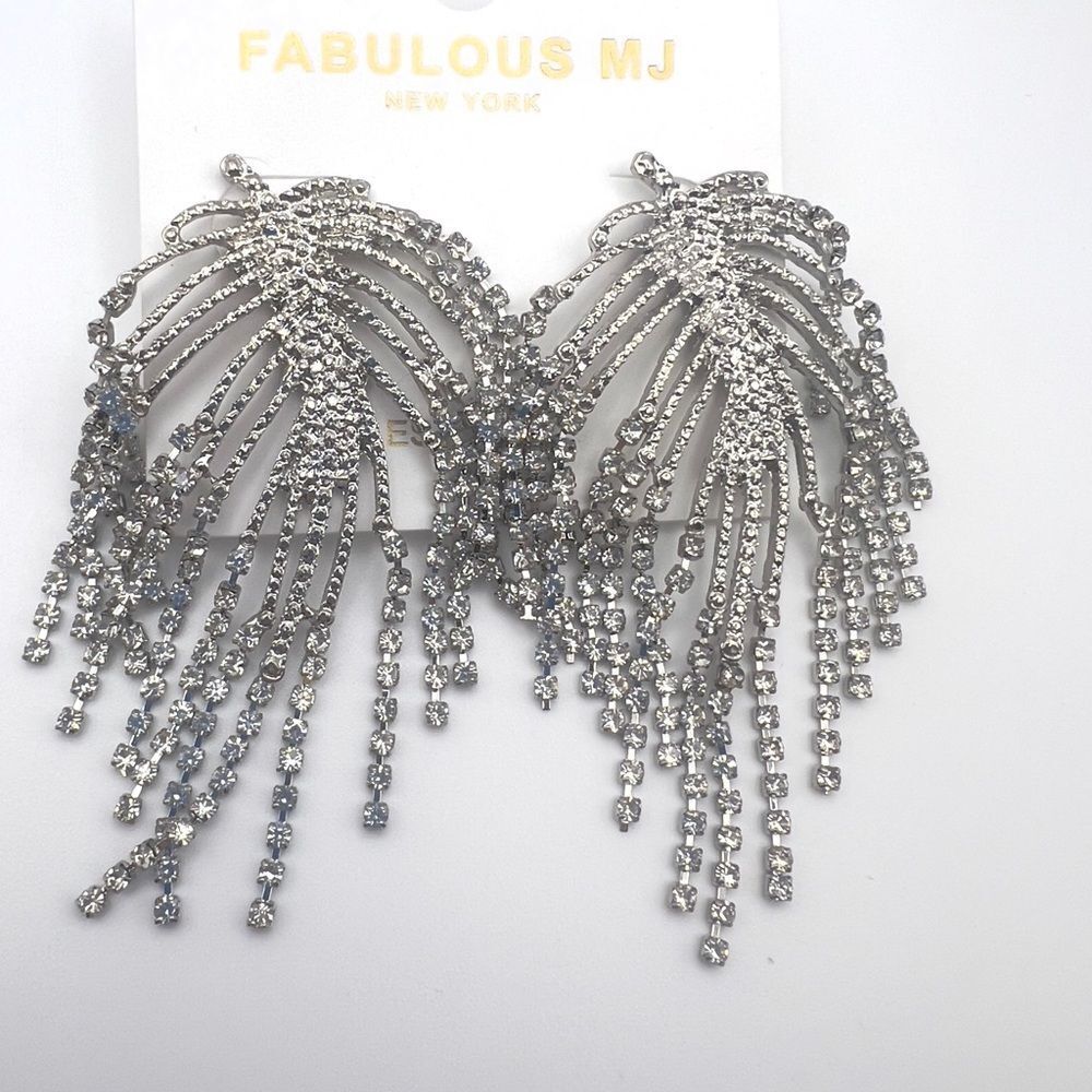 Silver Crystal Dangle Earrings